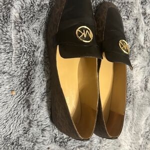 Michael Kors Black and Brown Logo Loafers